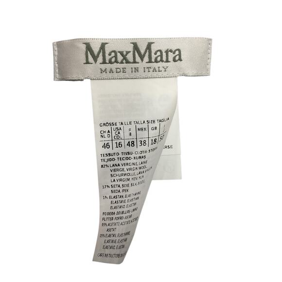 Max Mara Dress Women’s SZ 16 Fits Like A Large Short Mesh Sleeve Midi Gray Black - Picture 4 of 4